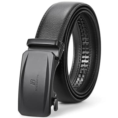 BOSTANTEN Mens Belt Leather Ratchet Belt For Men Dress and Casual with Adjustable Buckle jeans, Trim to Fit - Image 1