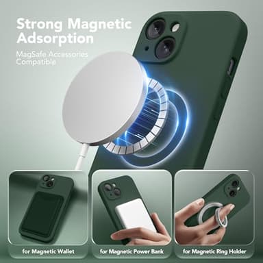 SuydanBox Magnetic for iPhone 15 Case, Compatible with MagSafe, [Screen Protector + Full Camera Protection], Silicone Shockproof Anti-Scratch Protective Phone Case for iPhone 15 6.1", Alpine Green - Image 2
