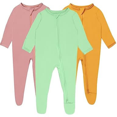 GUISBY Baby Footed Pajamas, Long Sleeve with Mittens Sleepers ，Newborn Girl Sleepers - Image 1