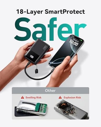 INIU Portable Charger, Slimmest 10000mAh 45W PD Fast Charging Power Bank, USB C in&Out Mini Battery Pack, Travel Essential Phone Powerbank for iPhone 17 16 15 Air Samsung S25 S24 Google Pixel iPad etc - Image 6