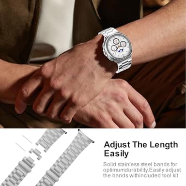 Metal Band Compatible with Samsung Galaxy Watch 8 40mm/44mm/Classic 46mm 2025,No Gap Business Stainless Steel Strap for Galaxy Watch8 Men Women,NOT for Other Models(Silver) - Image 6
