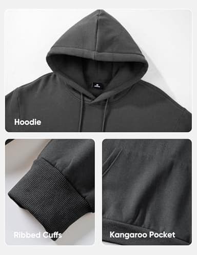 JMIERR Fall Sweatshirts for Mens Comfy Simple Plain Drawstring Hoodies Collar Fleece Long Sleeve with Pockets Hooded Pullovers Casual Loose Fit Shirts Cotton Sweater, US43(L), Carbon Grey - Image 7