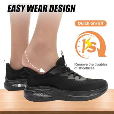 ZYEN Wide Toe Box Shoes Women Air Cushion Road Running Shoes Extra Wide Width Sneakers Arch Support Gym Athletic Tennis Sneakers Lightweight Breathable Walking Shoes 8811 Full Black 37 - Image 4