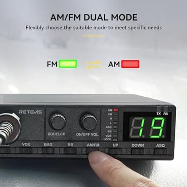 Retevis MB2 AM/FM Professional CB Radio, 40 Channels Mini Radio, Easy to Operate, Squelch Knob ASQ, VOX, Auto-Scan, CB Mobile Radio for Truckers, Black - Image 2