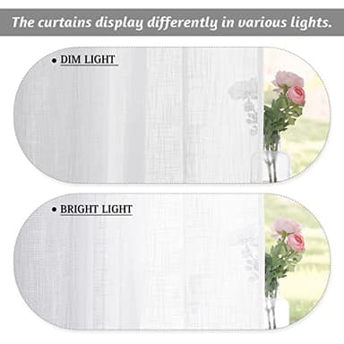 RYB HOME White Curtains Sheer - Linen Texture Sheer Window Covering, Light & Airy Translucent Panels for Bedroom Living Room Patio Glass Door, 52 inch Width x 95 inch Length, Set of 2 - Image 2