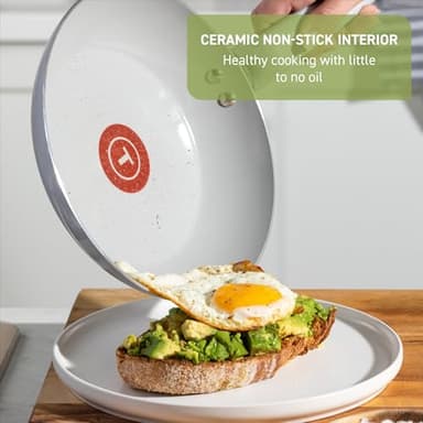 T-Fal Refresh Ceramic Nonstick Cookware Set, 20-Piece, Oven Safe to 350°F, Stockpot, Ceramic Pots and Pans Set, Frying Pans, Griddle, Utensils, Mint Green - Image 3