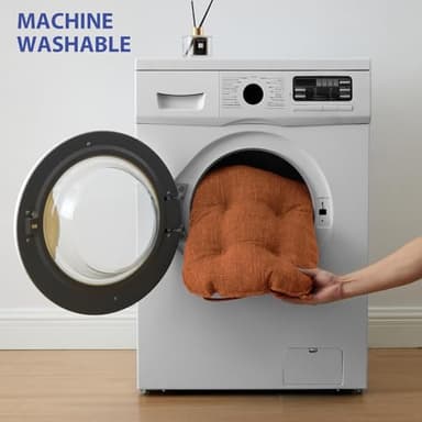 IPYNBAP Chair Cushions for Dining Chairs Set of 4, Kitchen Chair Cushions, Chair Pads with Ties and Non Slip Backing, Tufted Memory Foam Seat Cushion 4 Pack, 15.5" x 15.5" x 4", Rust, Halloween - Image 6