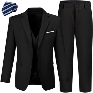 LOPEN STU Boys Suits Formal Dress Jacket Vest Pants Kids Black Suits for Boys Weeding Easter Christmas Outfits Size 6 - Image 1