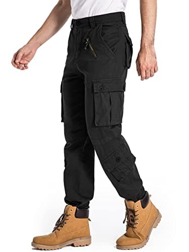 Men's BDU Casual Military Pants, Tactical Wild Army Combat ACU Rip Stop Camo Cargo Work Pants Trousers with 8 Pockets #7533 Black 30 - Image 9