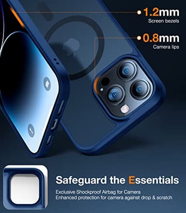 TORRAS Magnetic Designed for iPhone 13 Pro Max Case, [Military Grade Drop Tested] [Compatible with MagSafe] Shockproof Translucent Hard Back Soft Slim Protective Case for iPhone 13 Pro Max, Blue - Image 5