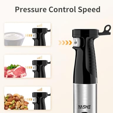 YASHE Immersion Blender Handheld, 5 in 1 Hand Blender, Continuously Variable Speed, Stainless Steel Stick, Powerful Motor, Emulsion Blender with Chopper, Whisk and Milk Frother for Soups - Image 5