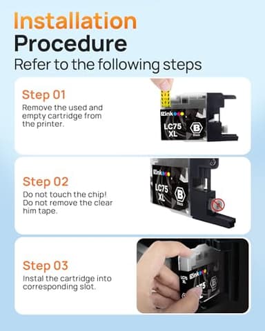 E-Z Ink Compatible Ink Cartridge Replacement for Brother LC75XL LC75 LC71 High Yield Compatible with MFC-J6510DW MFC-J6710DW MFC-J6910DW MFC-J280W MFC-J425W(Black,4 Pack) - Image 4