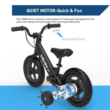 Hiboy BK1 Electric Balance Bike for Kids, 12 Inch Tires, 150W Peak Motor, Adjustable Seat, 21.6V/2.6Ah Battery, Electric Bike for Kids Ages 3-5 - Image 4