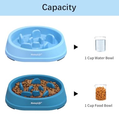 MateeyLife Small Slow Feeder Cat Bowls 2PCS, Anti-Choking Puzzle Cat Food Bowls, Anti-Slip Interactive Dog Feeding Slow Down Eating, Bloat Stop Maze Dishes Dog Feeder for Small Breeds 1 Cup - Image 5