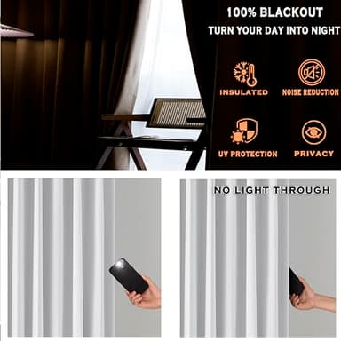 Kayne Studio White Full Blackout Linen Textured Pinch Pleated Curtains 102 inch Extra Long for Living Room,Thermal Insulating Pinch Pleated Drapes for Traverse Rod,40" x 102",9 Hooks,1 Panel - Image 4