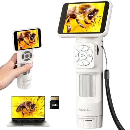 JL113 Microscope for Kids Adults with 2.8" IPS Screen, Handheld Digital Microscope Camera Anti-Shake, 1080P USB Coin Magnifier for Adults with 8 LED Light, Science Kit Kids, PC View, 32GB - Image 1