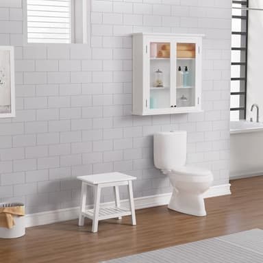 Alaterre Furniture Dorset Bench Stool with Storage – Multi-Functional and Space-Saving Wooden Seat with Bottom Shelf for Bathroom, Entryway, Bedroom, or Kitchen Seating & Organization - Image 4