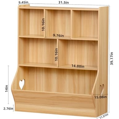 Lerliuo Kids Toy Storage Organizer, 3 Tier Children Small Bookcase and Bookshelf, Toddler 7 Cubby Toy Storage Cabinet, Toy Shelf for Playroom, Bedroom, Living Room, Nursery, School 29.53'' H (Natural) - Image 3