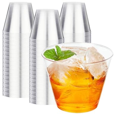 RACETOP 200 Pack 9 oz Clear Plastic Cups for Party, Disposable Clear Cup, Disposable Cups, Wine Glasses Cups, Plastic Cocktail Glasses - Image 1