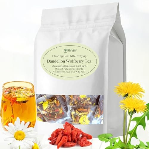 30pcs Dandelion Wolfberry Tea, Goji Berry Chrysanthemum Cassia Seed Tea, Seven Natural Herbal Ingredients, For Kidney & Liver Health(30bags, 300g) - Image 1