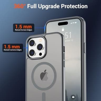 SUPFINE Magnetic for iPhone 14 Pro Max Case (Compatible with MagSafe) (Military Grade Drop Protection) Slim Translucent Matte Shockproof with Anti-Fingerprint Phone Case,Gray - Image 4