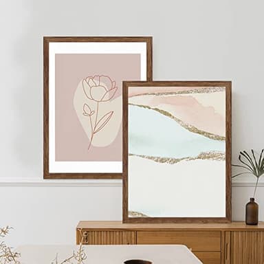 Hongkee 24x30 Frame Set of 2, Rustic Brown Wood Style - Display 18x24 Picture Frame with Mat or 24 x 30 Poster without Mat, Wall Mounting Horizontal and Vertical - Image 4