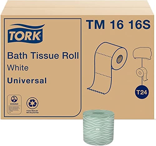 Tork Septic Safe Toilet Paper, White, 2-Ply 100% Recycled, Eco-Friendly, T24 Compatible 96 Rolls x 500 Sheets (TM1616S) - Image 1