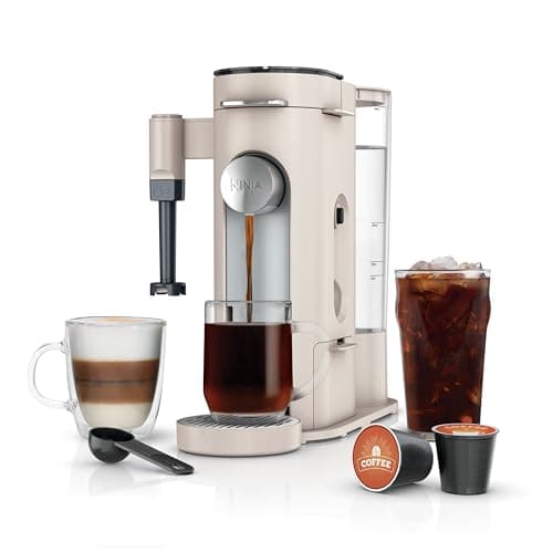 Ninja Pod & Grounds | Coffee Maker | XL Single-Serve | K-Cup Pod Compatible | Brews Grounds | Compact Design | Built-In Milk Frother | 68-oz. Reservoir, 6-oz. Cup to 24-oz. Mug Sizes | Stone |PB055AST - Image 1