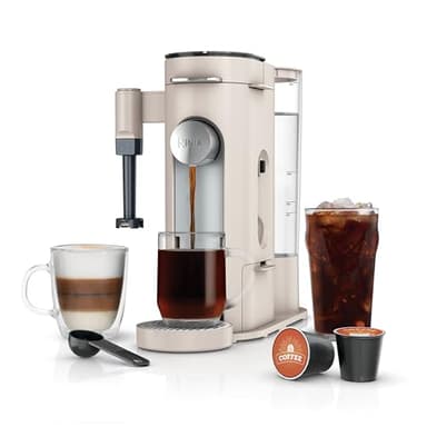 Ninja Pod & Grounds | Coffee Maker | XL Single-Serve | K-Cup Pod Compatible | Brews Grounds | Compact Design | Built-In Milk Frother | 68-oz. Reservoir, 6-oz. Cup to 24-oz. Mug Sizes | Stone |PB055AST - Image 1
