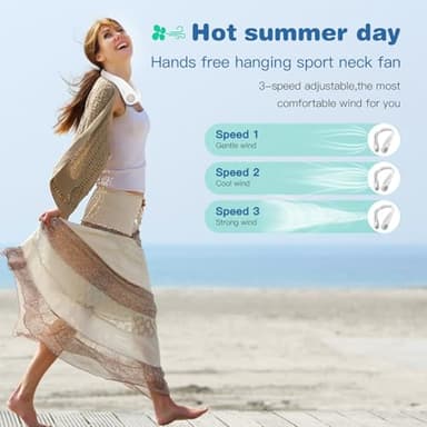 SMSELER Portable Bladeless Neck Cooling Fan: 6000mAh Rechargeable, 3-Speed Wearable Personal Air Conditioner, Hands-Free Quiet Cooling,Birthday Gifts for Men Women Dad Mom (White) - Image 4