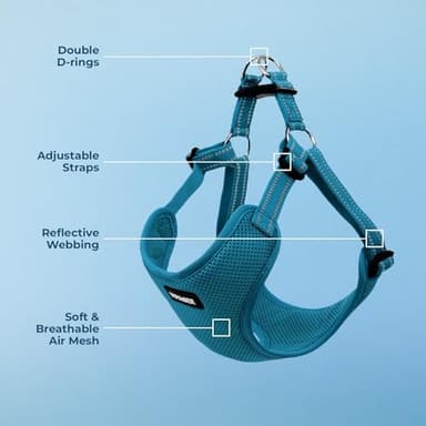 Best Pet Supplies Voyager Mesh Dog Breathable Harness Reflective Stitching, All Weather Adjustable for Walking Training, or Running - Heavy Duty & Durable, Harness (Turquoise), L - Image 5