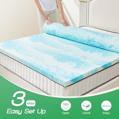 Sweetcrispy Mattress Topper King, 2 Inch Thick Memory Foam Gel Infused Cooling Toppers Pad for King Size Bed, Sleeper Sofa, RV, Camper, CertiPUR US Certified, Ventilated and Breathable - Image 6