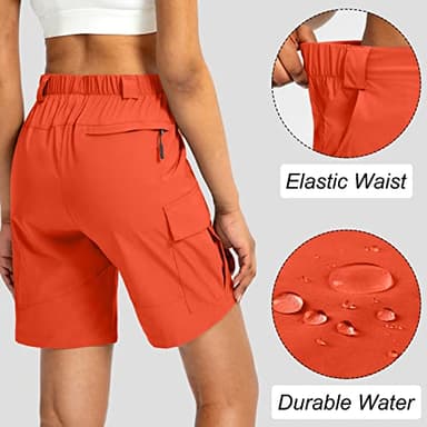 Viodia Women's 7" Hiking Cargo Shorts with Pockets Quick Dry Lightweight Shorts for Women Golf Casual Summer Shorts Orange red X-Large - Image 3