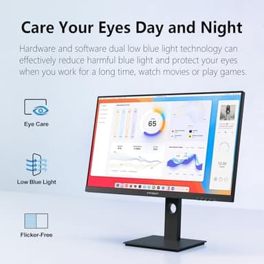INNOCN 27" Monitor 120Hz FHD 1920 x 1080p IPS PC Computer Desktop Gaming Display Built-in Speaker, Eyes Care, Height/Pivot Adjustable, HDMI, VGA, VESA Mountable - Black, 27D1FR - Image 5