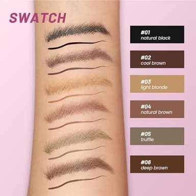 Pudaier 2-in-1 Curved Eyebrow Pen & Eyeliner with 10Pcs Brow Stencils, Microblading Eyebrow Pencil, Waterproof & Long Lasting, Truffle - Image 8