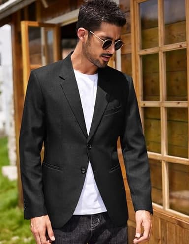 COOFANDY Mens Blazer Two Button Suit Jackets Lapel Collar Sport Coats with Pockets - Image 3