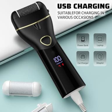 Electric Callus Remover for Feet Portable Professional Pedi Feet Care for Dead Skin Callous Remover Tool Waterproof Pedicure Foot File Kit 16 in 1 5688Black - Image 4
