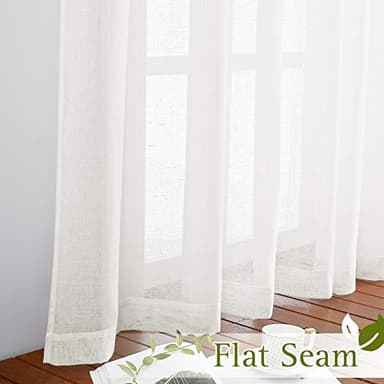 NICETOWN Thick Linen Sheer Ivory Curtains for Privacy Protection, Grommet Rustic Flax Semi Sheer Window Drapes with Light Penetration for Farmhouse/Living Room, W52 x L90, Set of 2 - Image 6