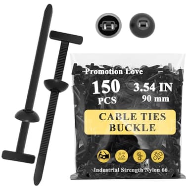 150PCS Nylon Universal Cable Tie Buckle for Car, Heavy Duty Plastic Rivet T Zip Ties Style, Grip Auto Zip Tie Buckles, Automotive Zipper Clips, Button Ziptie Bumper Retainer Fender Liner Fastener - Image 1
