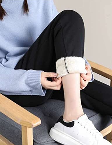 Yeokou Women's Warm Sherpa Lined Athletic Sweatpants Jogger Fleece Pants (Small, Black001) - Image 5