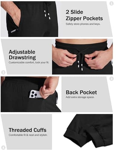 FASKUNOIE Running Shorts for Men Outdoor Sports Short Pants Lightweight Trousers Black - Image 5