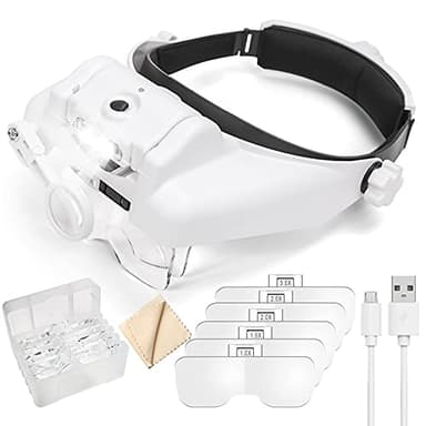 Dilzekui Headband Magnifying Glass with Light, Rechargeable Head Magnifying Glasses 1X to 14X, Magnifier Headset with 6 Detachable Lens, Hands Free Head Mount Magnifier for Close Work Jewelry Crafts - Image 8
