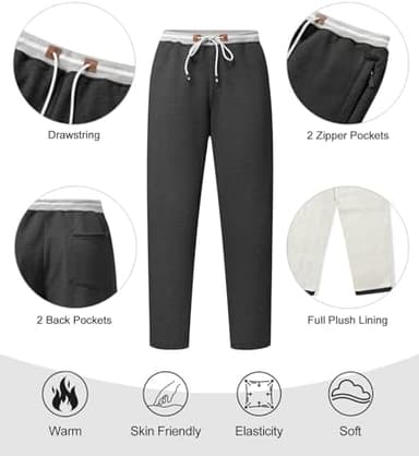 Mens Sweatpants with Zipper Pockets Soft Fleece Lined Active Joggers Drawstring Waist Athletic Running Yoga Pants - Image 6
