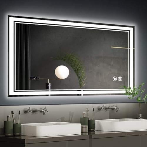48“ x 28” LED Bathroom Mirror with Lights Anti-Fog Dimmable 3 Colors LED Mirror for Bathroom Memory Function Smart Mirror Wall Mounted Horizontal/Vertical - Image 1