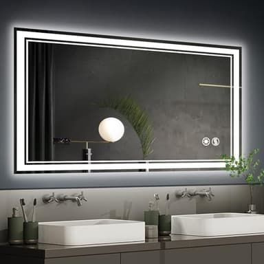 48“ x 28” LED Bathroom Mirror with Lights Anti-Fog Dimmable 3 Colors LED Mirror for Bathroom Memory Function Smart Mirror Wall Mounted Horizontal/Vertical - Image 1