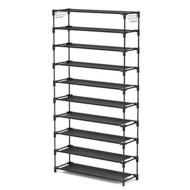 LANTEFUL 10 Tiers Shoe Rack 50 Pairs Large Capacity Tall Shoe Organizer Sturdy Shoe Storage with Two Hooks Space Saving Metal Wide Shoe Rack for Closet, Entryway, Bedroom, Black - Image 8