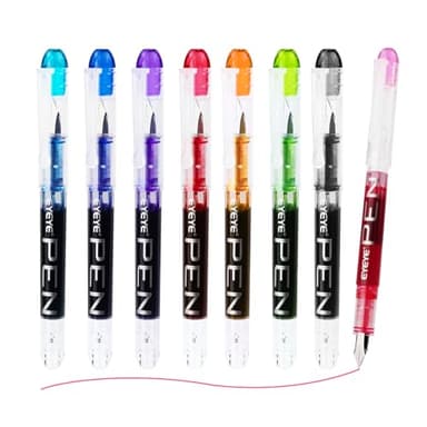 EYEYE Disposable Fountain Pens, 8 Pack Multicolor Fine Point Fountain Pens for Writing, Stainless Steel Nib, Smooth Writing for Journaling, Drafting, Sketching, Doodling & Gifts - Image 1