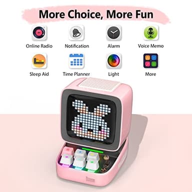 Divoom Ditoo Retro Pixel Art Game Bluetooth Speaker with 16X16 LED App Controlled Front Screen (Pink) - Image 4