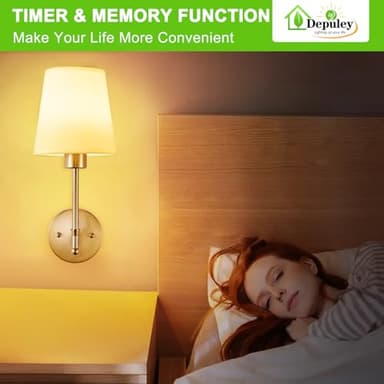 Depuley Battery Operated Wall Sconce: Set of 2 Wireless Wall Lights with Remote for Bedroom - Rechargeable 15 Colors Gold Wall Lamp for Living Room Hallway - Image 6