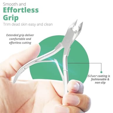 Professional Cuticle Trimmer Nail Cuticle Cutter Stainless Steel Cuticle Nippers with Sharp Blades of Cuticle Remover Clippers Manicure Tools Double Spring for Nail Care Pedicure Nail Tools (Silver) - Image 6